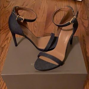 BCBGMaxazria “Dona” Denim Blue Strappy Sandals